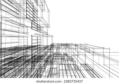 Architectural drawing vector 3d illustration