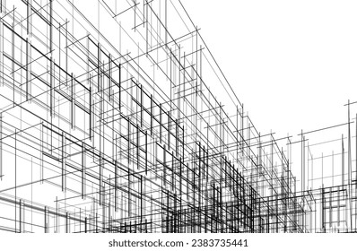 Architectural drawing vector 3d illustration