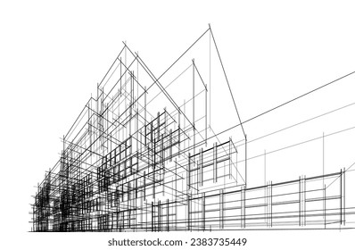 Architectural drawing vector 3d illustration