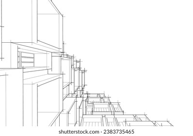 Dibujo arquitectónico vector 3d ilustración