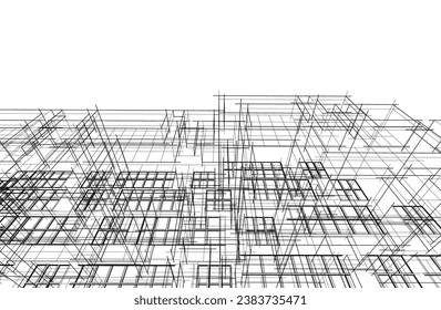 Dibujo arquitectónico vector 3d ilustración