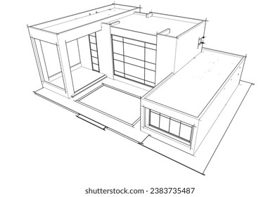 Architectural drawing vector 3d illustration