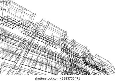 Architectural drawing vector 3d illustration