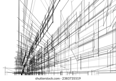 Architectural drawing vector 3d illustration