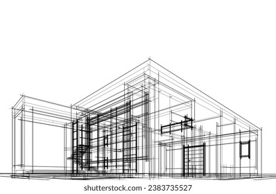 Dibujo arquitectónico vector 3d ilustración