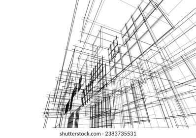 Architectural drawing vector 3d illustration
