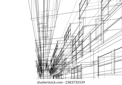 Dibujo arquitectónico vector 3d ilustración