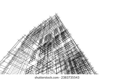 Architectural drawing vector 3d illustration