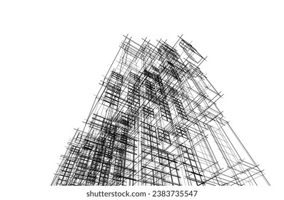 Architectural drawing vector 3d illustration