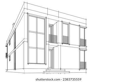 Dibujo arquitectónico vector 3d ilustración