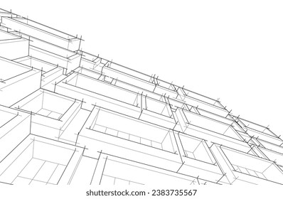 Dibujo arquitectónico vector 3d ilustración