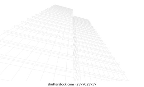 Architectural drawing vector 3d illustration 