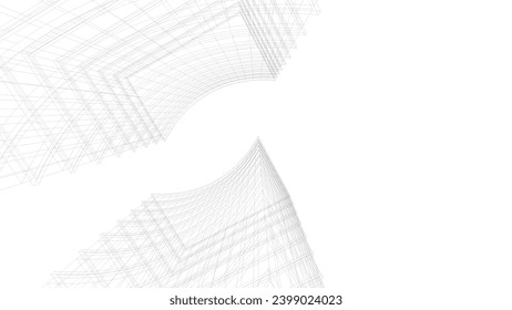 Architectural drawing vector 3d illustration 