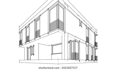 architektonische Zeichnung, Vektorgrafik 3d