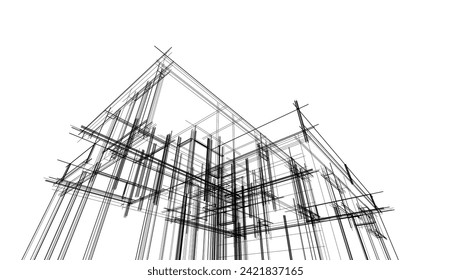 architectural drawing vector 3d illustration