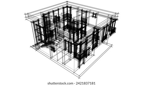 architectural drawing vector 3d illustration