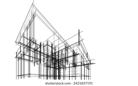 architectural drawing vector 3d illustration