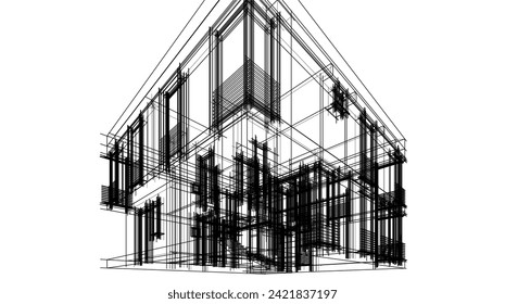 architectural drawing vector 3d illustration
