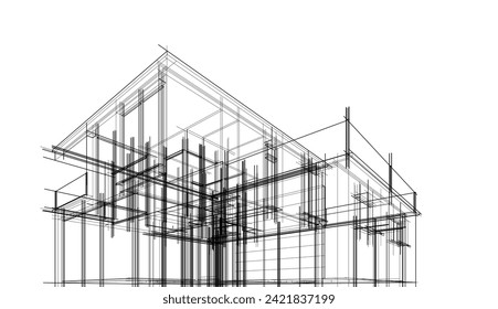architectural drawing vector 3d illustration
