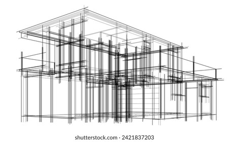 architectural drawing vector 3d illustration