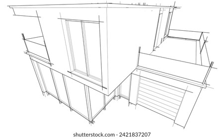 architectural drawing vector 3d illustration