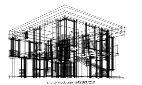 architectural drawing vector 3d illustration