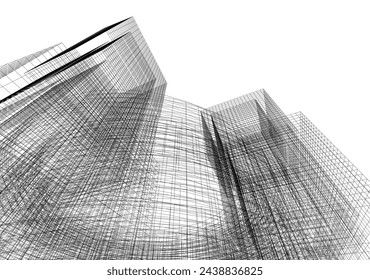 Architektonische Zeichnung Vektor 3D-Illustration