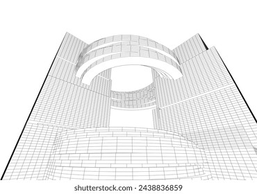 ilustración 3d del vector del dibujo arquitectónico