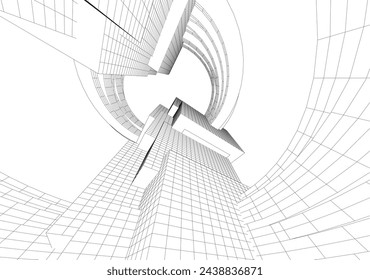 architectural drawing vector 3d illustration