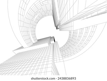 ilustración 3d del vector del dibujo arquitectónico