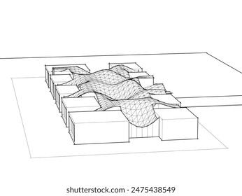 ilustración 3d de Vector de dibujo arquitectónico