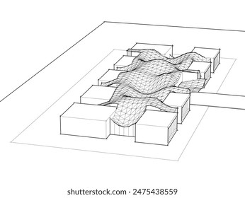 ilustración 3d de Vector de dibujo arquitectónico
