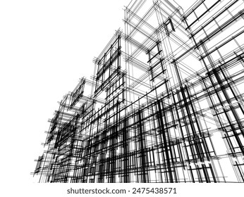 ilustración 3d de Vector de dibujo arquitectónico