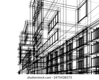 ilustración 3d de Vector de dibujo arquitectónico