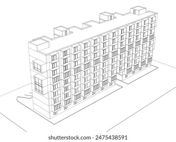 ilustración 3d de Vector de dibujo arquitectónico