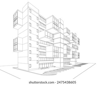 architectural drawing vector 3d illustration
