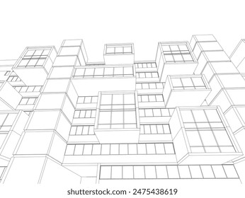 Architekturzeichnung Vektorgrafik 3D-Illustration