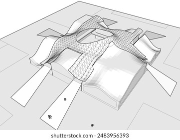 Ilustración 3d del Vector del dibujo arquitectónico