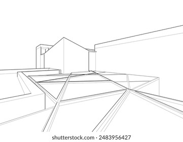 Architectural drawing vector 3d illustration