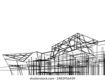 Architectural drawing vector 3d illustration