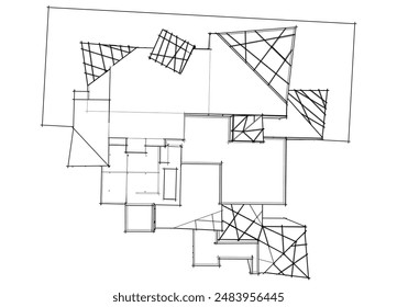 Ilustración 3d del Vector del dibujo arquitectónico