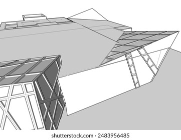 Architectural drawing vector 3d illustration