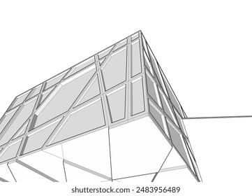Architectural drawing vector 3d illustration