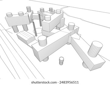 Architectural drawing vector 3d illustration