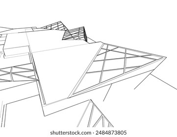 Architectural drawing vector 3d illustration