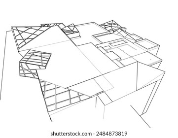 Architectural drawing vector 3d illustration