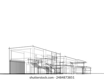 Architectural drawing vector 3d illustration