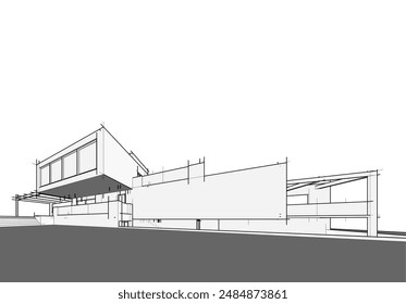 Architectural drawing vector 3d illustration