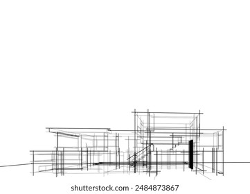 Architectural drawing vector 3d illustration