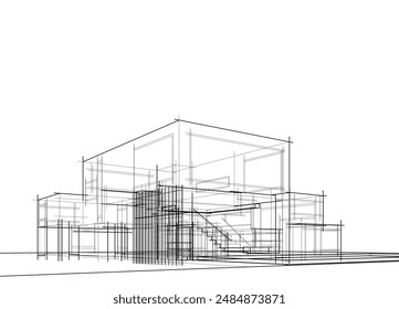 Architekturzeichnung Vektorgrafik 3D-Illustration